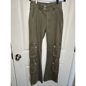 NWT Forever 21 Relaxed Straight Olive Green Double Cargo Pants Size XS 8 Pockets